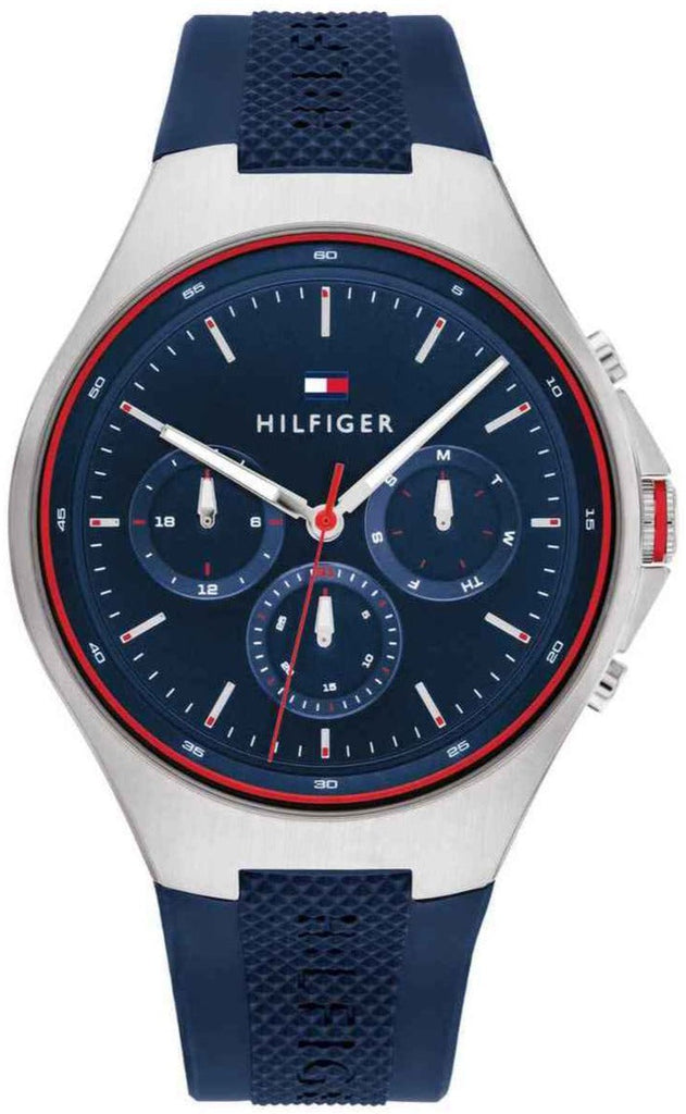 Tommy Hilfiger Justin Chronograph Blue Dial Blue Rubber Strap Watch for Men - 1792057 Buy Now By Tommy Hilfiger