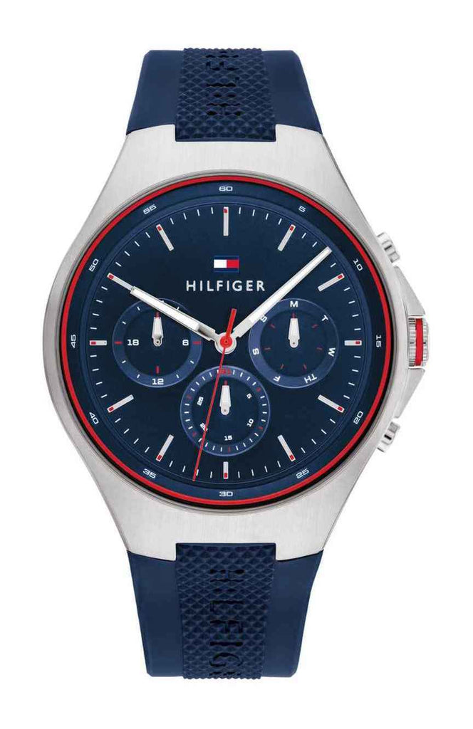 Tommy Hilfiger Justin Chronograph Blue Dial Blue Rubber Strap Watch for Men - 1792057 Buy Now By Tommy Hilfiger