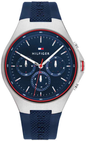 Tommy Hilfiger Justin Chronograph Blue Dial Blue Rubber Strap Watch for Men - 1792057 Buy Now By Tommy Hilfiger