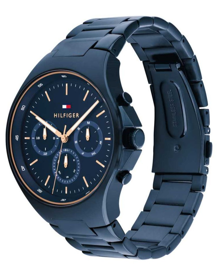 Tommy Hilfiger Justin Chronograph Blue Dial Blue Steel Strap Watch For Men - 1792058 Buy Now By Tommy Hilfiger