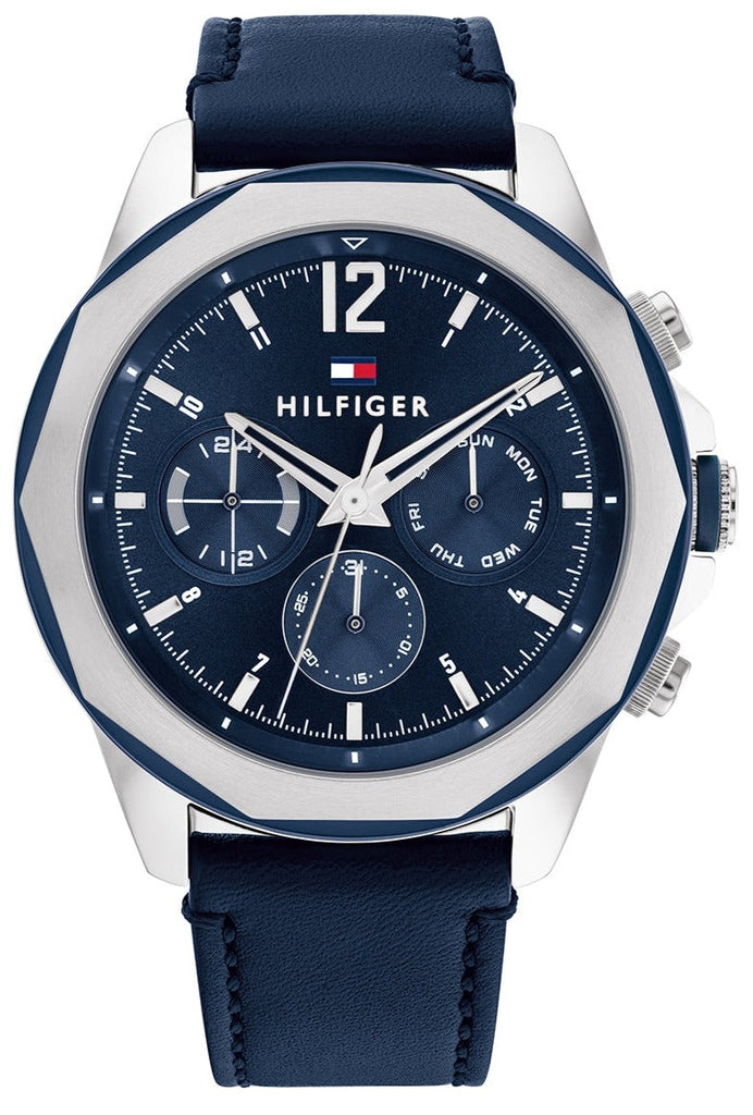 Tommy Hilfiger Lars Chronograph Blue Dial Blue Leather Strap Watch For Men - 1792063 Buy Now By Tommy Hilfiger