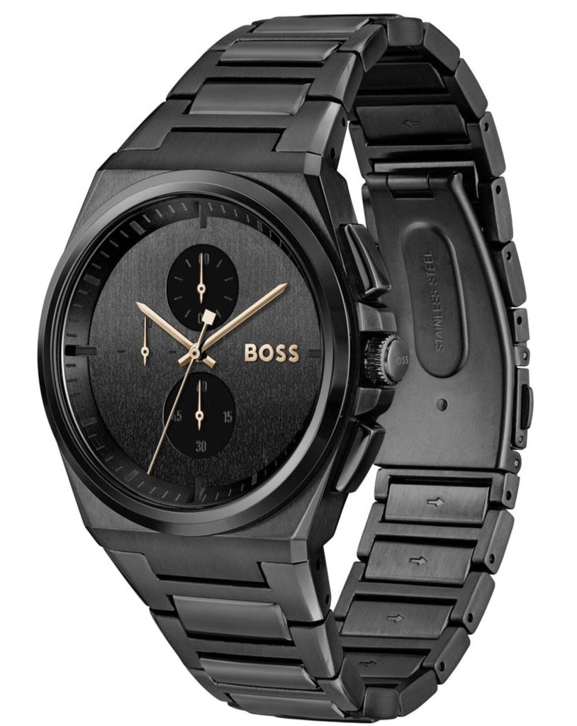 Hugo Boss Steer Analog Black Dial Black Steel Strap Watch For Men - 1514068 Buy Now By Hugo Boss