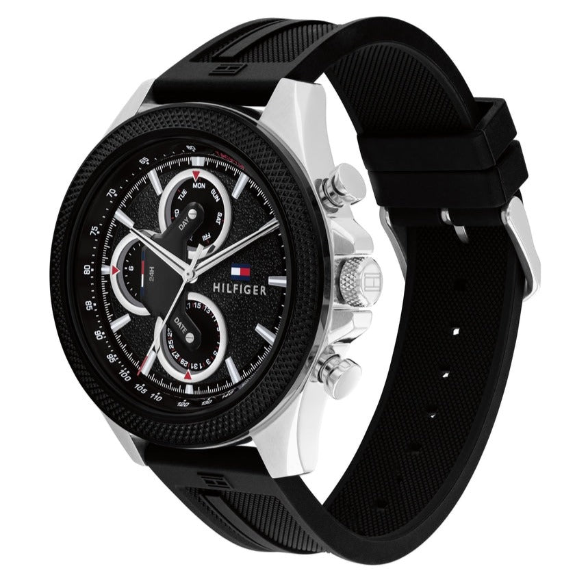 Tommy Hilfiger Clark Chronograph Black Dial Black Rubber Strap Watch For Men - 1792082 Buy Now By Tommy Hilfiger