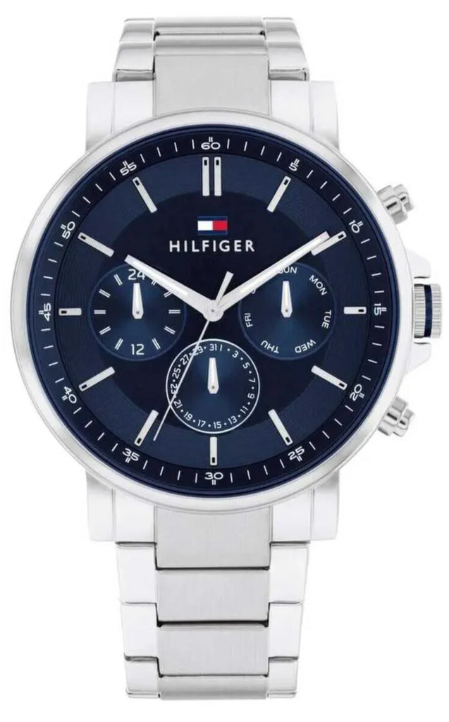 Tommy Hilfiger Tyson Chronograph Blue Dial Silver Steel Strap Watch For Men - 1710588 Buy Now By Tommy Hilfiger