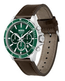 Hugo Boss Troper Chronograph Green Dial Brown Leather Strap Watch For Men - 1514098 Buy Now By Hugo Boss