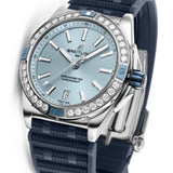 Breitling Super Chronomat Automatic 38 Diamonds Blue Dial Blue Rubber Strap Watch for Women - A17356531C1S1 Buy Now By Breitling