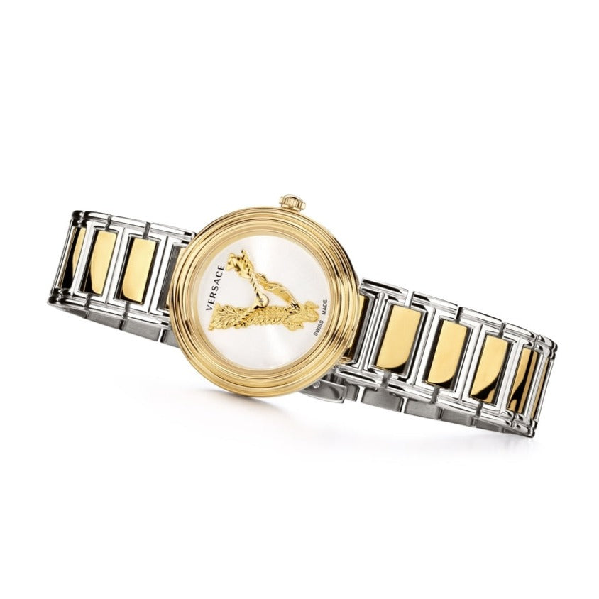Versace Virtus Quartz White Dial Two Tone Steel Strap Watch For Women - VET300721 Buy Now By Versace