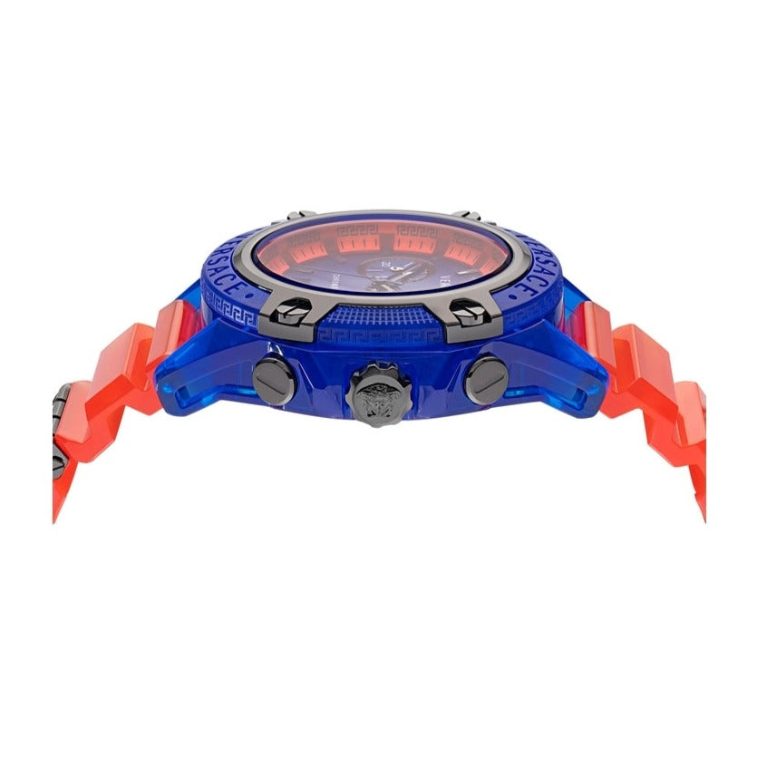 Versace Icon Active Chronograph Quartz Blue Dial Orange Rubber Strap Watch For Men - VEZ700922 Buy Now By Versace