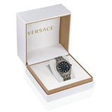 Versace Greca Time Quartz Black Dial Grey Steel Strap Watch for Men - VE3K00622 Buy Now By Versace