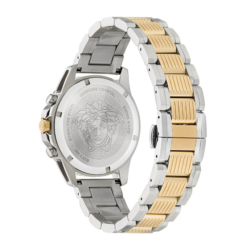 Versace Greca Action Chronograph Quartz Silver Dial Two Tone Steel Strap Watch for Men - VE3J00522 Buy Now By Versace