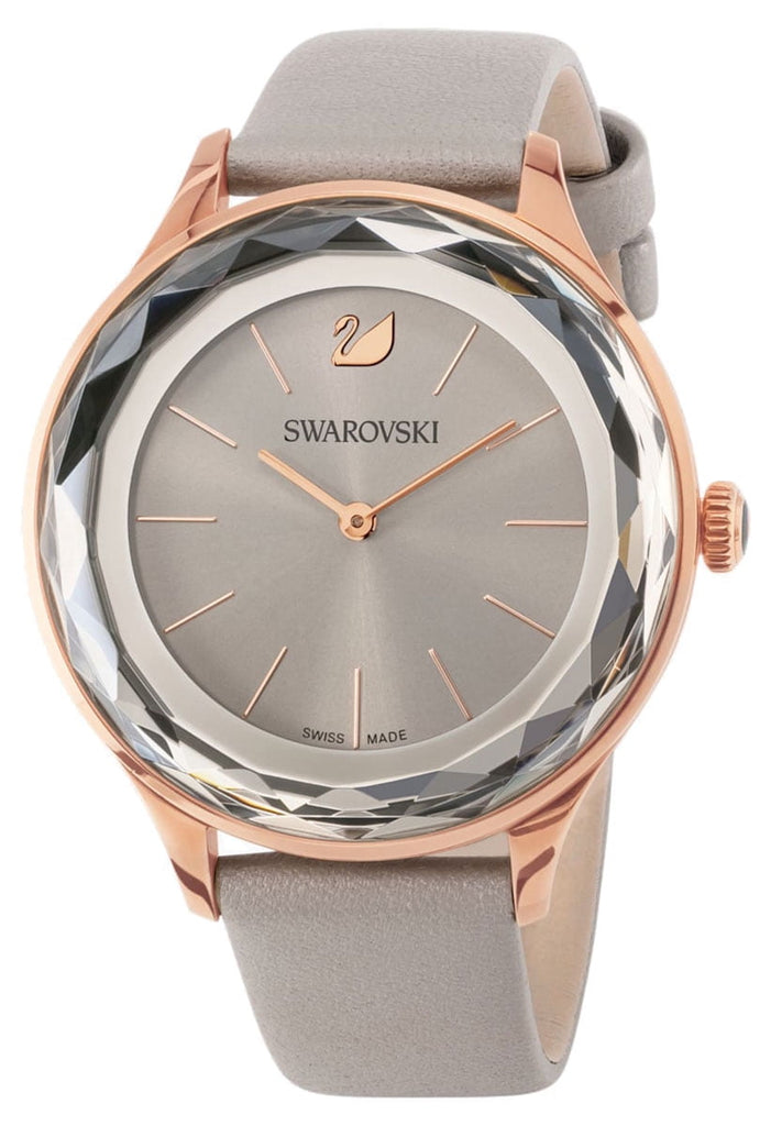 Swarovski Octea Nova Grey Dial Grey Leather Strap Watch for Women - 5295326 Buy Now By Swarovski