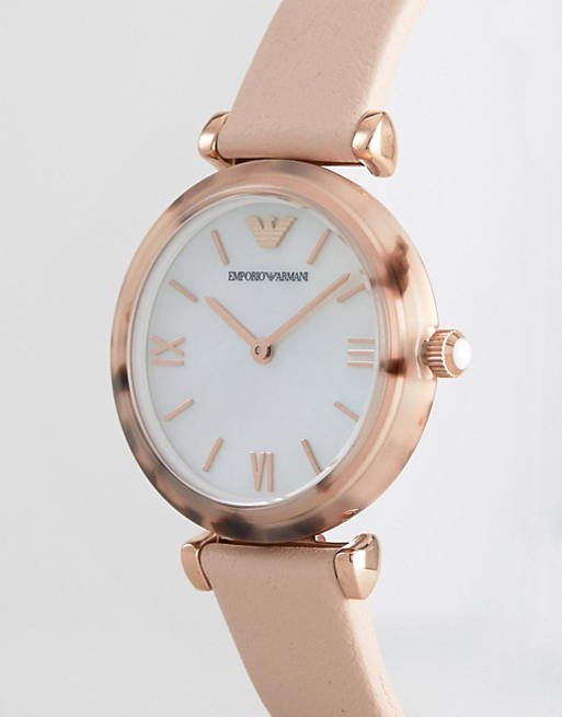 Emporio Armani Mother of Pearl Dial Beige Leather Strap Watch For Women - AR11004 Buy Now By Emporio Armani