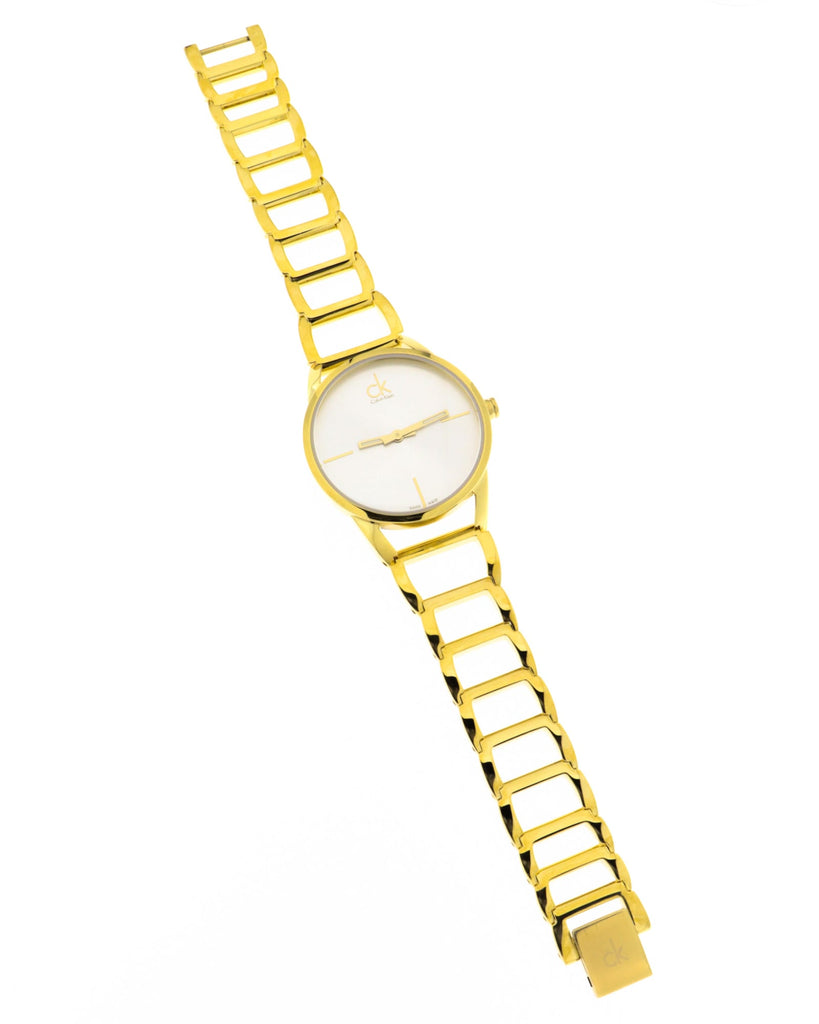 Calvin Klein Stately Silver Dial Gold Steel Strap Watch for Women - K3G23526 Buy Now By Calvin Klein