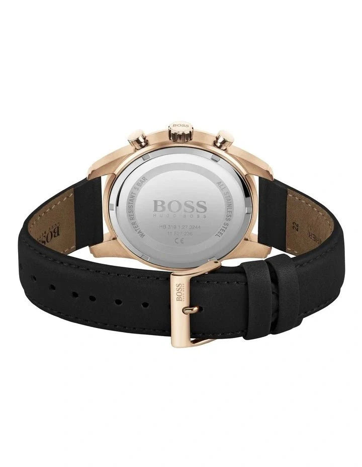 Hugo Boss Skymaster Chronograph Blue Dial Black Leather Strap Watch for Men - 1513783 Buy Now By Hugo Boss