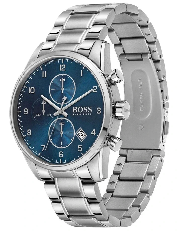 Hugo Boss Skymaster Blue Dial Silver Steel Strap Watch for Men - 1513784 Buy Now By Hugo Boss