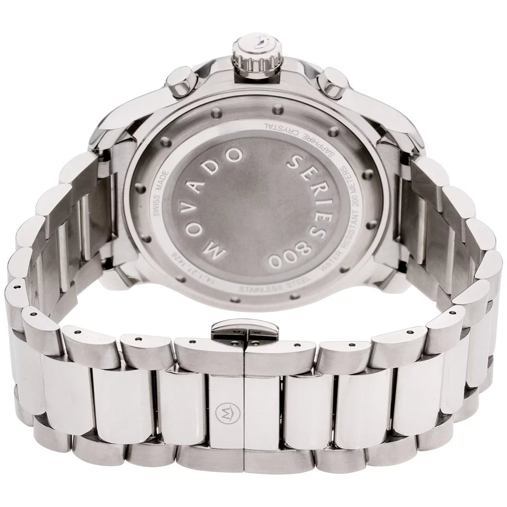 Movado Series 800 Chronograph Black Dial Silver Steel Strap Watch For Men - 2600142 Buy Now By Movado