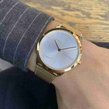 Calvin Klein Minimal White Dial Gold Mesh Bracelet Watch for Men - K3M21526 Buy Now By Calvin Klein
