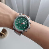 Fossil Bronson Chronograph Green Dial Brown Leather Strap Watch for Men - FS5738 Buy Now By Fossil