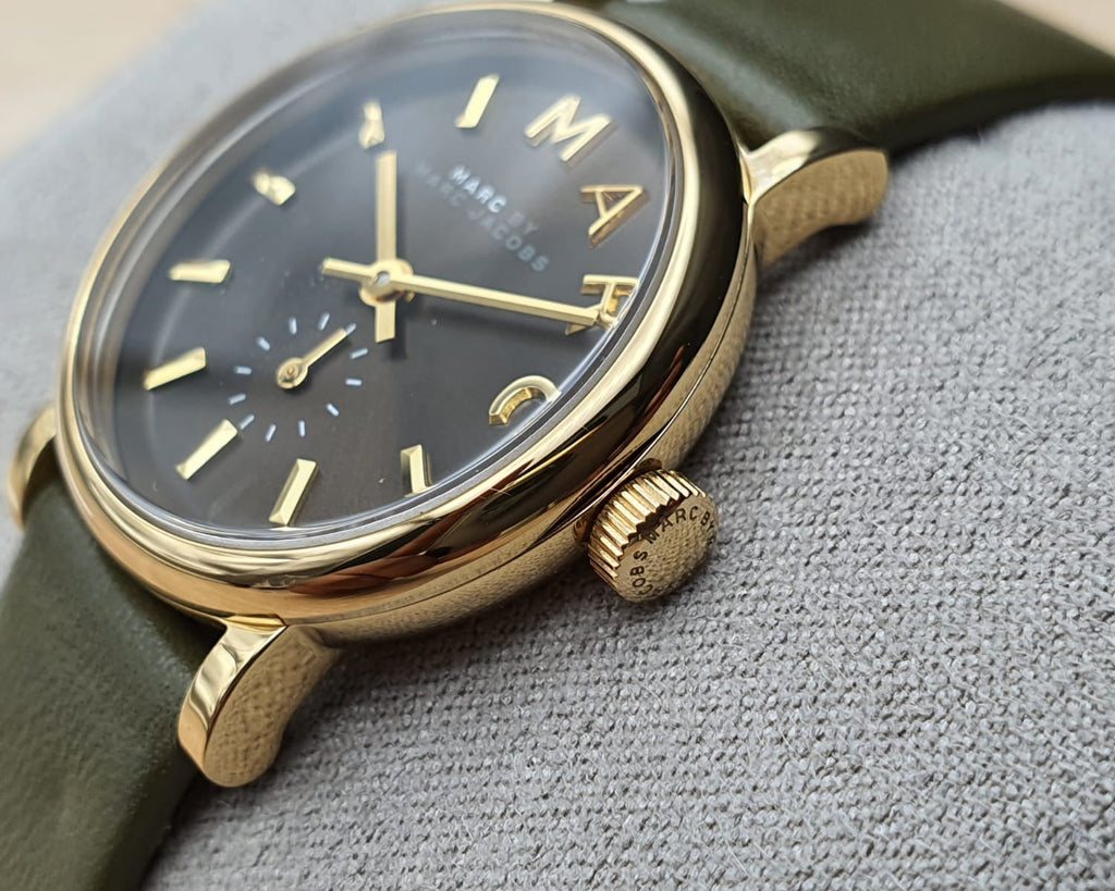 Marc Jacobs Baker Olive Dial Olive Leather Strap Watch for Women - MBM1330 Buy Now By Marc Jacobs