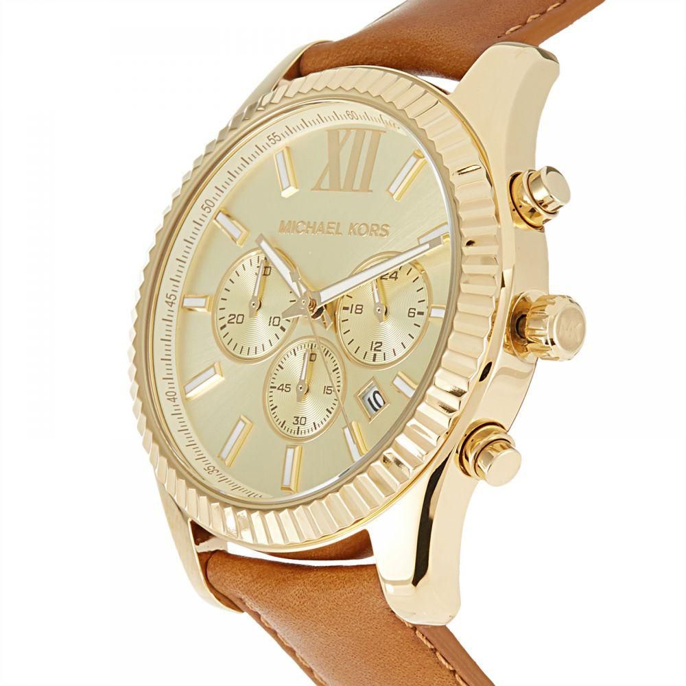 Michael Kors Lexington Chronograph Gold Dial Brown Leather Strap Watch For Men - MK8447 Buy Now By Michael Kors