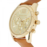 Michael Kors Lexington Chronograph Gold Dial Brown Leather Strap Watch For Men - MK8447 Buy Now By Michael Kors