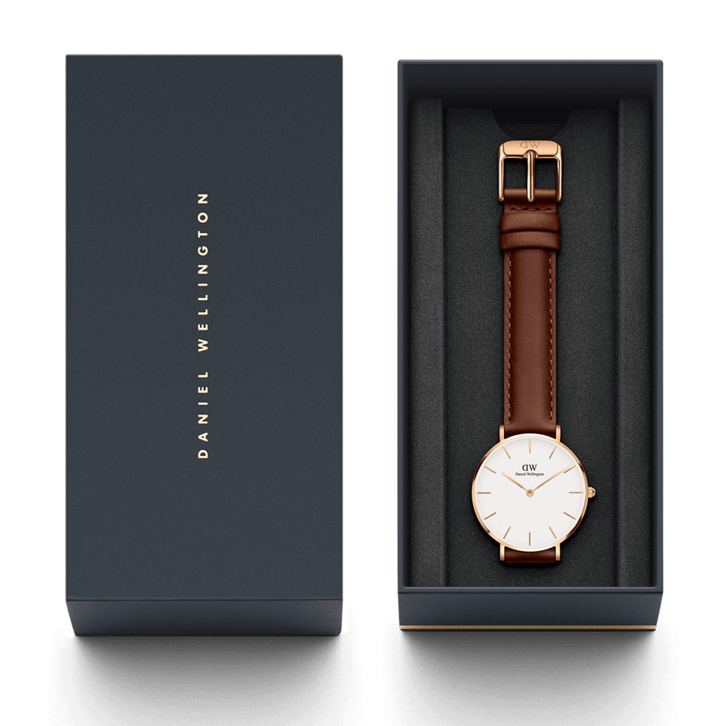 Daniel Wellington Classic Petite White Dial Brown Leather Strap Watch For Women - DW00100239 Buy Now By Daniel Wellington