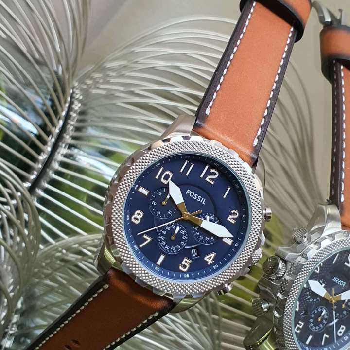 Fossil Bowman Chronograph Blue Dial Brown Leather Strap Watch for Men - FS5602 Buy Now By Fossil