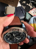 Fossil Bronson Chronograph Luggage Blue Dial Brown Leather Strap Watch for Men - FS5829 Buy Now By Fossil
