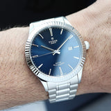 Tudor Style Automatic Blue Dial Silver Steel Strap Watch for Men - M12710-0013 Buy Now By Tudor