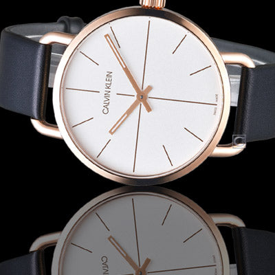 Calvin Klein Even White Dial Black Leather Strap Watch for Women - K7B216C6 Buy Now By Calvin Klein