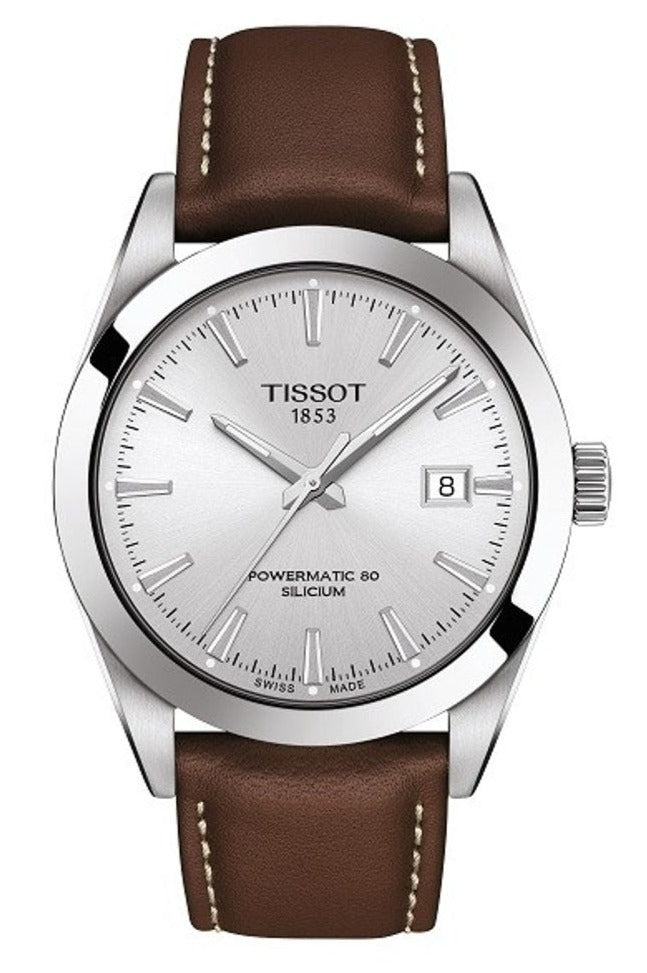 Tissot Gentleman Powermatic 80 Silicium Silver Dial Brown Leather Strap Watch For Men - T127.407.16.031.00 Buy Now By Tissot