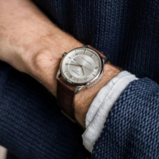 Tissot Luxury Powermatic 80 Silver Dial Brown Leather Strap Watch For Men - T086.407.16.037.00 Buy Now By Tissot