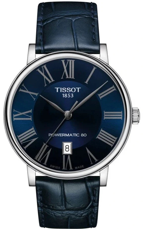Tissot Carson Premium Powermatic 80 Blue Dial Blue Leather Strap Watch For Men - T122.407.16.043.00 Buy Now By Tissot