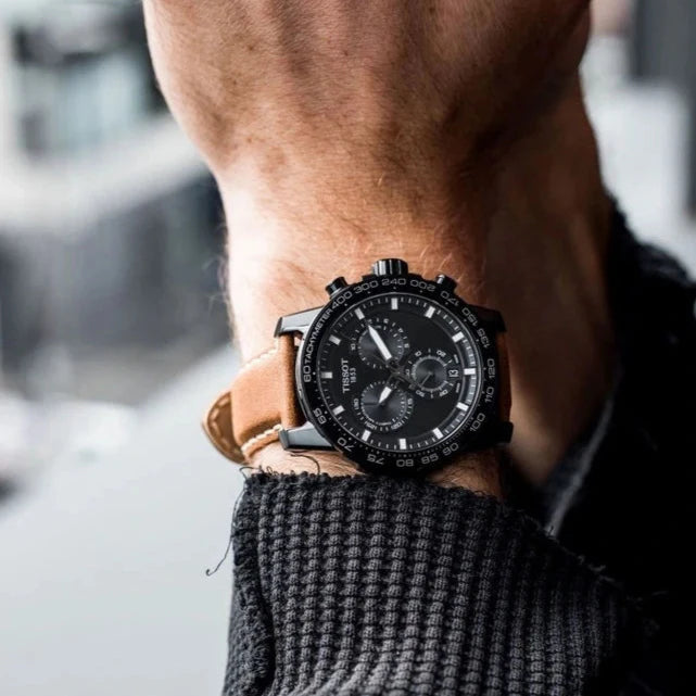 Tissot Supersport Chrono Black Dial Brown Leather Strap Watch for Men - T125.617.36.051.01 Buy Now By Tissot