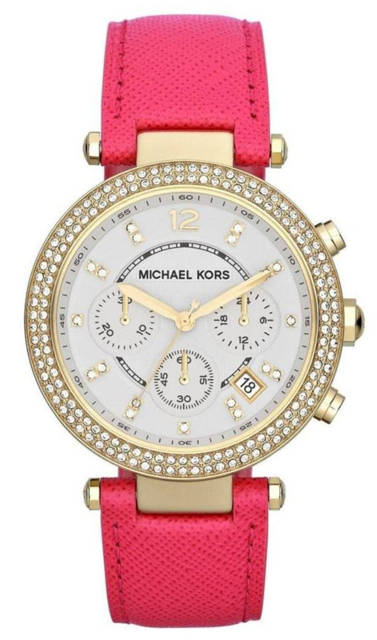Michael Kors Parker Chronograph White Dial Pink Leather Strap Watch for Women - MK2297 Buy Now By Michael Kors