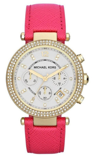 Michael Kors Parker Chronograph White Dial Pink Leather Strap Watch for Women - MK2297 Buy Now By Michael Kors