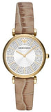 Emporio Armani Gianni T Bar Crystals Silver Dial Brown Leather Strap Watch For Women - AR11518 Buy Now By Emporio Armani