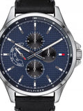 Tommy Hilfiger Shawn Multifunction Quartz Blue Dial Black Leather Strap Watch for Men - 1791616 Buy Now By Tommy Hilfiger