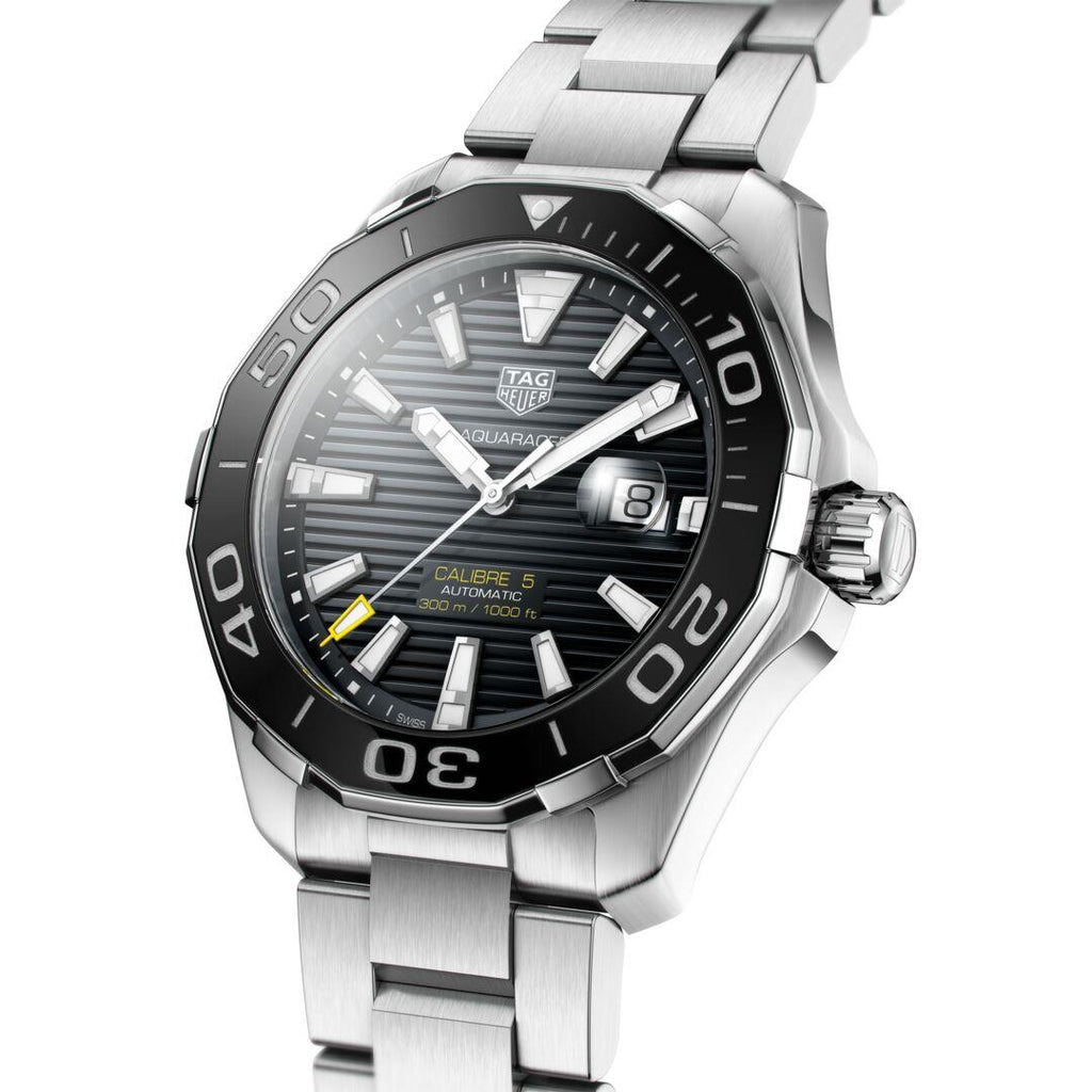 Tag Heuer Aquaracer Black Dial Silver Steel Strap Strap Watch for Men - WAY201A.BA0927 Buy Now By Tag Heuer