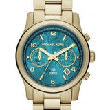 Michael Kors Runway Hunger Stop100 Series Blue Dial Gold Steel Strap Watch for Women - MK5815 Buy Now By Michael Kors