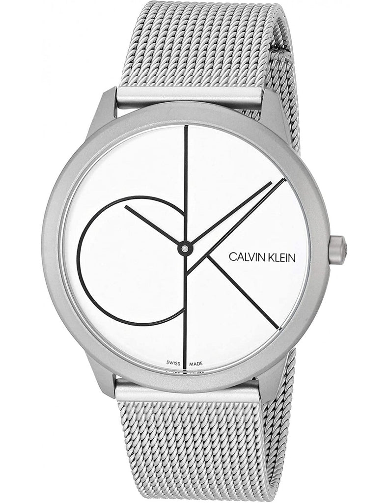 Calvin Klein Minimal White Dial Silver Mesh Bracelet Watch for Men - K3M5115X Buy Now By Calvin Klein