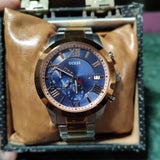 Guess Atlas Chronograph Blue Dial Two Tone Steel Strap Watch for Men - W0668G6 Buy Now By Guess