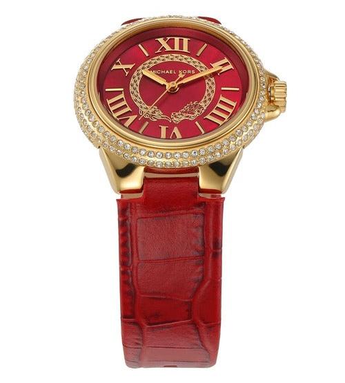Michael Kors Camille Three-Hand Red Dial Red Leather Strap Watch for Women - MK4750 Buy Now By Michael Kors
