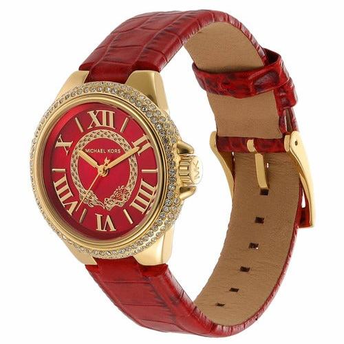 Michael Kors Camille Three-Hand Red Dial Red Leather Strap Watch for Women - MK4750 Buy Now By Michael Kors