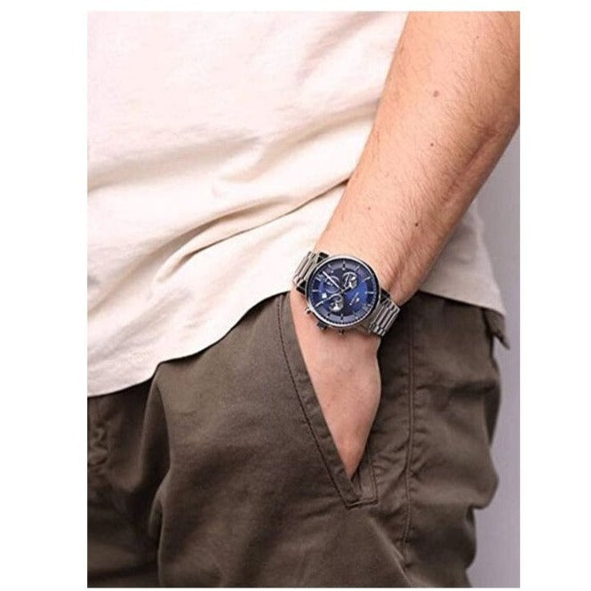 Tommy Hilfiger Evan Chronograph Blue Dial Silver Steel Strap Watch For Men - 1710409 Buy Now By Tommy Hilfiger