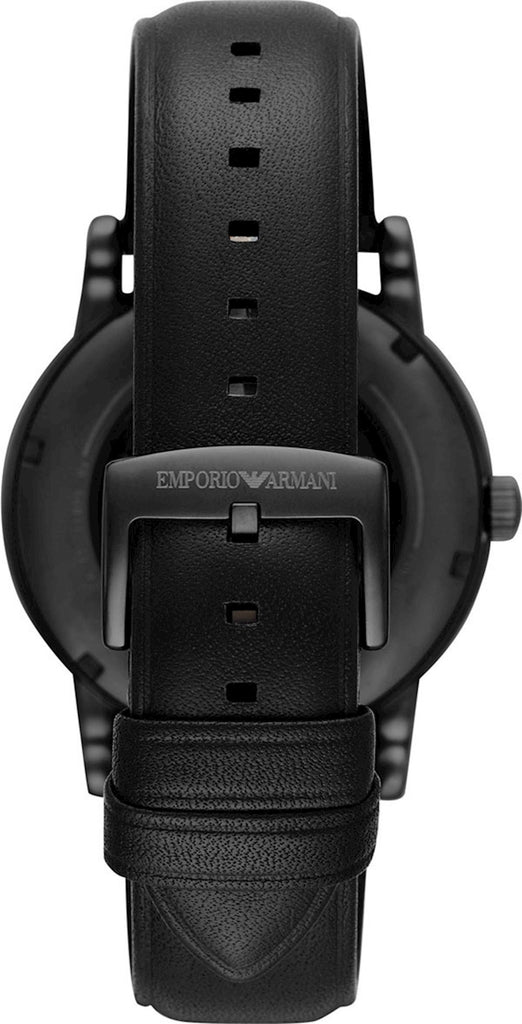 Emporio Armani Luigi Automatic Skeleton Black Dial Black Leather Strap Watch For Men - AR60012 Buy Now By Emporio Armani