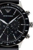 Emporio Armani Mario Chronograph Black Dial Black Leather Strap Watch For Men - AR11243 Buy Now By Emporio Armani