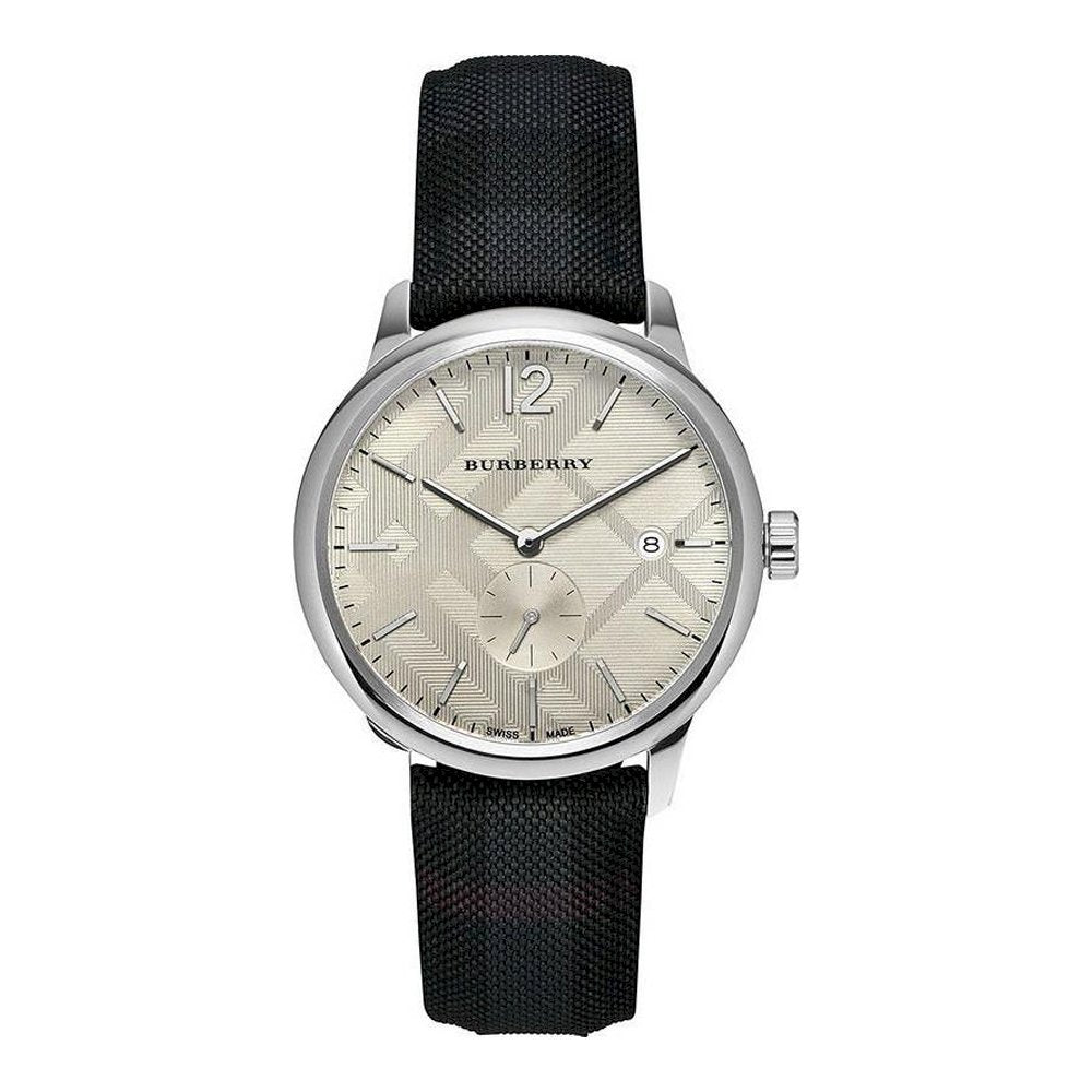 Burberry Classic Round Cream Dial Black Leather Strap Watch for Men - BU10008 Buy Now By Burberry