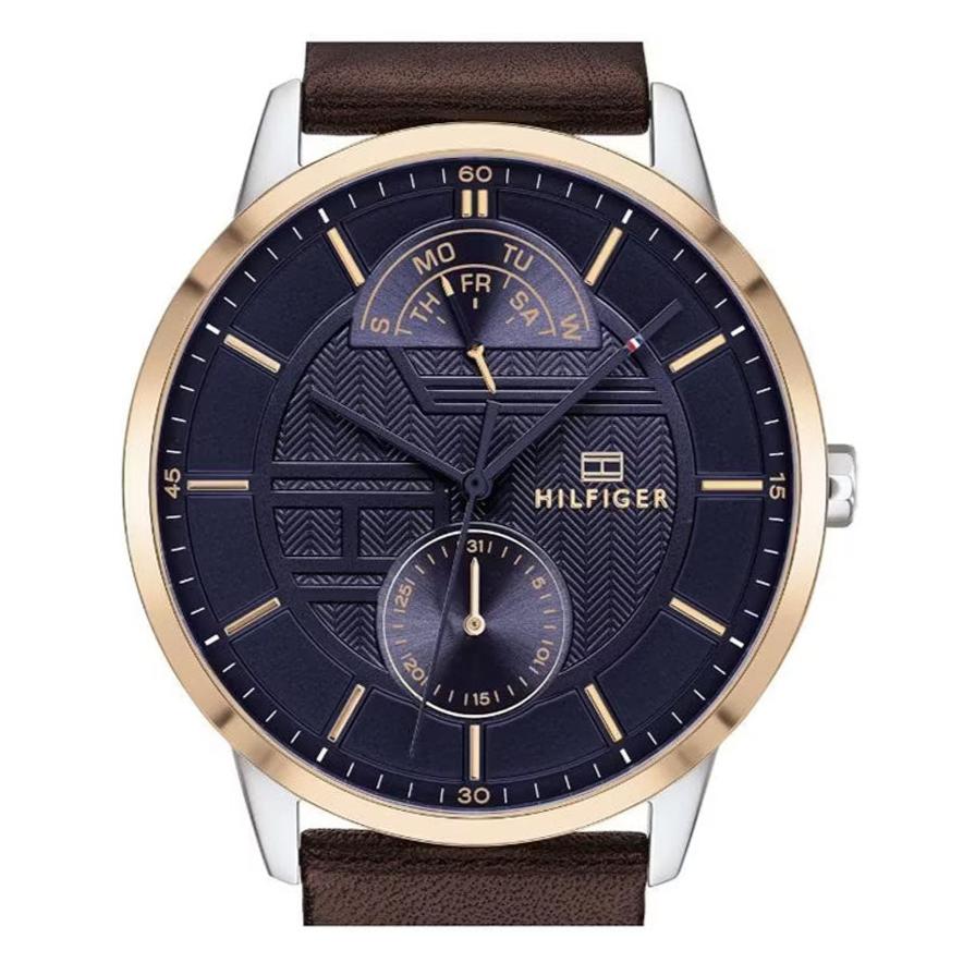 Tommy Hilfiger Hunter Blue Dial Brown Leather Strap Watch for Men - 1791605 Buy Now By Tommy Hilfiger