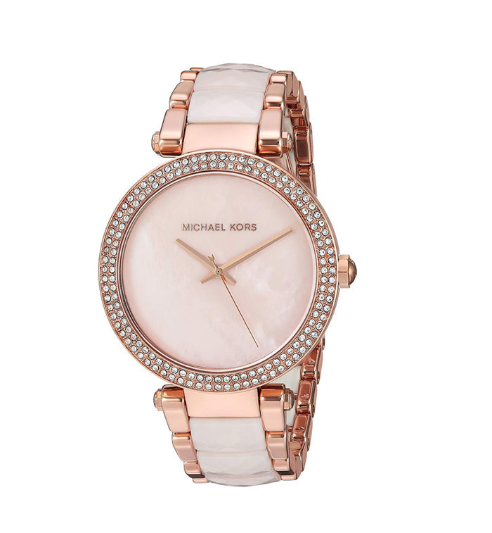 Michael Kors Parker Mother of Pearl Pink Dial Two Tone Steel Strap Watch for Women - MK6402 Buy Now By Michael Kors
